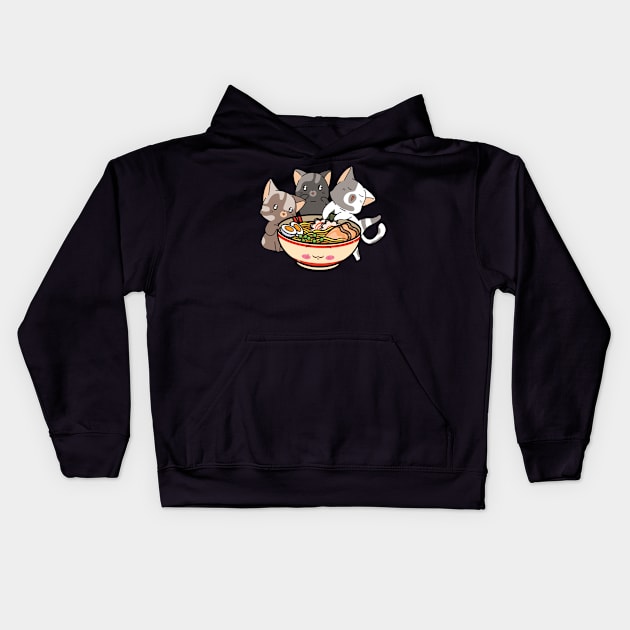 Ramen And Cats Fan Ramen Noodles Noodle Soup Kids Hoodie by WoollyWonder